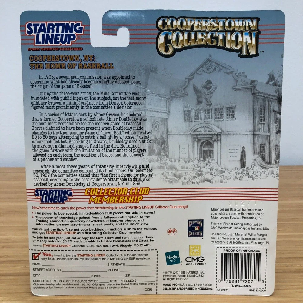 Starting Lineup Ted Williams Action Figure White 1999 Cooperstown